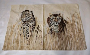 Single Vintage Stevens Pillowcase Safari Big Cats Tiger , Leopard - Picture 1 of 4