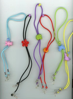 6根眼镜线儿童男孩或女孩弹性挂绳太阳镜支架B4-B6 — 第 1/3 张图片