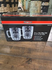 Snap On Tools 24oz Hex Mug Set Of 2 Acrylic Cups NEW In Box Mechanic Gift - Picture 1 of 8