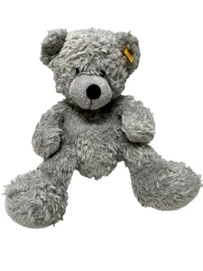 "Oso de peluche Steiff Fynn 113789 gris sedoso felpa 11"" Alemania" - Imagen 1 de 8