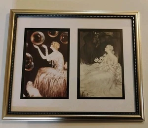 Louis Icart Impresión Enmarcada Dúo Dama Con Burbujas Dama Con Lirios 8 X 10" Art Deco - Imagen 1 de 6