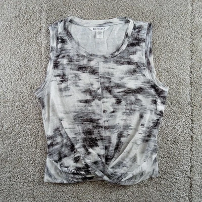 Camiseta sin mangas Athleta Breezy Twist para mujer pequeña negra blanca entrenamiento sin mangas modal Foto 1 de 4