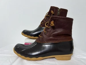 Sperry Top Sider Saltwater Duck Womens Rain Ankle Boots Tan Brown Sz 9.5M $110 - Picture 1 of 13