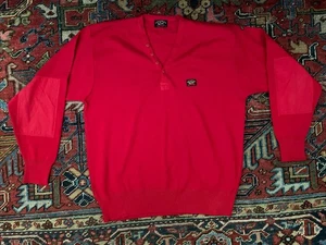 Vintage Paul & Shark Yachting Red Wool Blend Sweater Sz XL Elbow Patches Italy - Picture 1 of 10