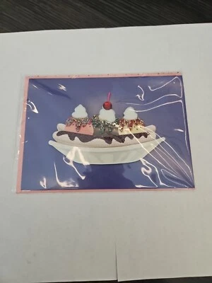 Greeting Card Happy Birthday 3D Ice Cream Sunday Dessert Burgoyne - Image 1 of 4