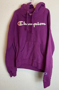 Kids Champion Reverse Weave Hoodie Sweatshirt Size Youth XS Purple Embroidered - Picture 1 of 3