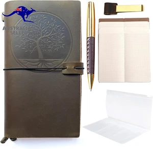 Refillable Leather Journal, Tree of Life Embossed Travellers Notebook | 8.5 X 4. - Picture 1 of 12