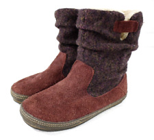 Acorn Women's Suede Leather Wool Slouch Boots Sherpa Lined Burgundy Size 10