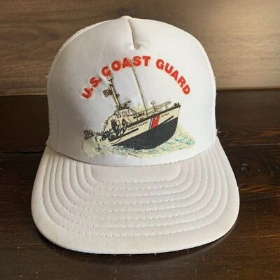 VTG US Coast Guard Military Snapback  Hat Mesh Foam Trucker Cap Homer Miller Tag - Image 1 of 4