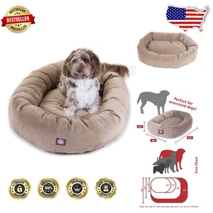 52" Donut Pet Bed for Large Breeds - Plush, Stylish Design with Spine Support - Picture 1 of 9
