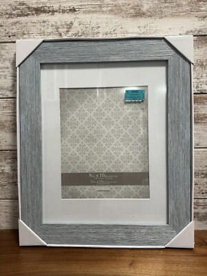 Pair of Rustic Grayish/blue Distressed Wood-grain Picture Frames - Image 1 of 3
