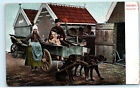 Dog Cart Volendam North Holland Netherlands Hondenkar Vintage Postcard B68