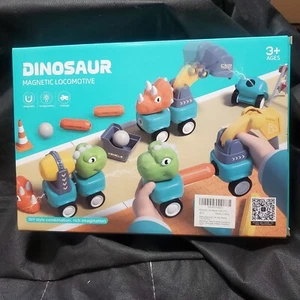 Magnetic Building Blocks Dinosaur Car Toys, Toddlers Construction Truck Excavato - Picture 1 of 7