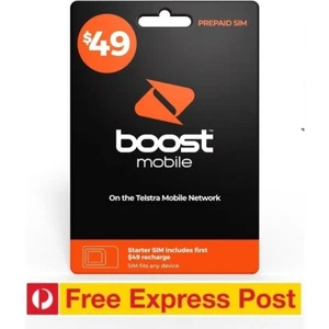 FREE EXPRESS POST $49 BOOST MOBILE Pre-Paid Sim Cards 4G/5G ENABLED - Picture 1 of 6
