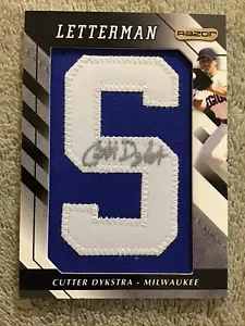 2008 Razor CUTTER DYKSTRA Rookie RC AUTOGRAPHED “S” Letterman Milwaukee Brewers - Picture 1 of 4