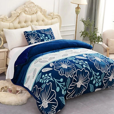 Juego de edredón para niños Micromink Sherpa tamaño doble con fundas de almohada ropa de cama Foto 1 de 4