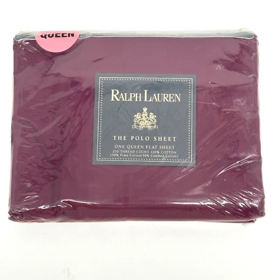 RARO! NUEVO Ralph Lauren *POLO Queen HOJA PLANA PREMIUM Granate Pima ALGODÓN Foto 1 de 4