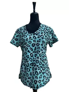 Infinity Real Color Cherokee Leopard Print Scrub Top Size Small NWT - Picture 1 of 8