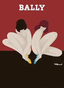 NEW Villemot Vintage Lotus French Bally Shoe, Art, Poster, Wall Art Print Canvas - Picture 1 of 4