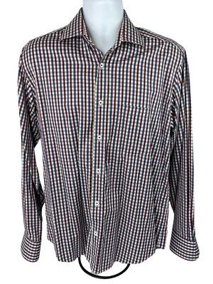 Bugatchi Uomo Shirt Mens Large Multicolor L/S Plaid Check Classic Fit Button Up - Image 1 of 4