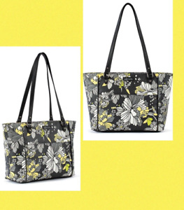 SAKROOTS "SLATE GRAY & YELLOW FLOWER BLOSSOM" METRO TOTE~OS~NWT