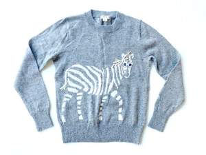 J.Crew Crewcuts Girls Wool Blend Sweater Size 14 (Fits Like 12) Gray Zebra - Picture 1 of 7