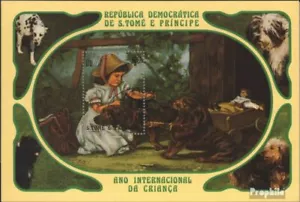 Sao Tome e príncipe Bloque 76a (edición completa) usado 1981 Pinturas Dog - Imagen 1 de 1