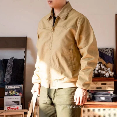 Jacket Autumn Mens Vintage Workwear Outerwear Coats Casual Foto 1 de 4