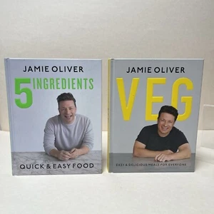 Veg + 5 Ingredients By Jamie Oliver Cookbook Hardcover Bundle Lot - Picture 1 of 13