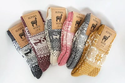 Calcetines Alpaca Bordados Extra Grosos Reno Navidad Regalo Edición Limitada Foto 1 de 4
