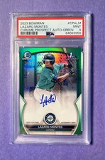 Lazaro Montes 2023 Bowman Chrome Prospects Auto CPA-LM Green Refractor /99 PSA 9
