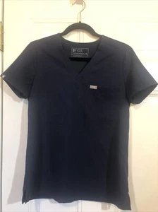 FIGS Technical Collection Navy Blue One Pocket Scrub Top XS EUC - Picture 1 of 7