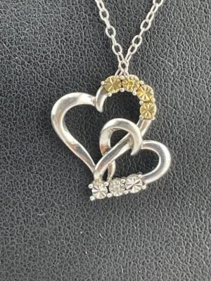 RALPH LAUREN 925 纯银心形黄色蓝宝石和钻石项链 1352 — 第 1/4 张图片