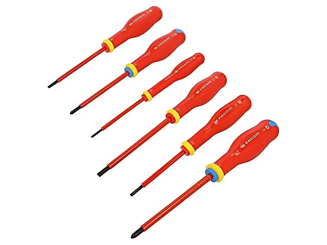Kit ATDVE.J6PB : tournevis isolé Pozidriv®, plat 6 pcs FACOM - Photo 1/1