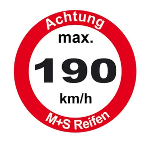 5x Aufkleber Max. Geschwindigkeit Reifen Winterreifen M+S 190 210 oder 240km/h - Bild 1 von 4