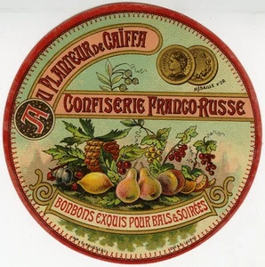 "AU PLANTEUR DE CAÏFFA CONFISERIE FRANCO-RUSSE" Etiquette-chromo origin. fin1800 - Picture 1 of 1