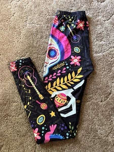 Leggings Dia De Muertos Estampado Negro Calavera de Azúcar Talla Única Suave - Imagen 1 de 4