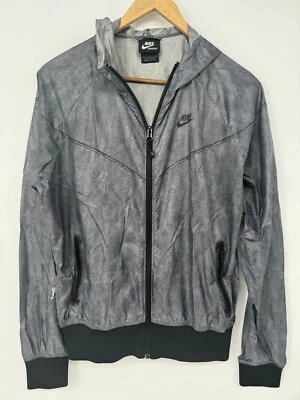 Chaqueta cortavientos Nike Windrunner para mujer grande denim envejecido gris con capucha Foto 1 de 4