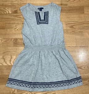 Girls Gap Gray Knit Dress w/Navy Accents Size 10 EUC - Picture 1 of 3