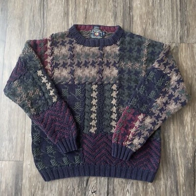 Vtg Chaps Ralph Lauren CLR Hand Knitted Pullover Sweater Multicolor Men M EUC - Image 1 of 4