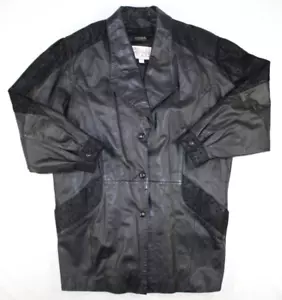 Vintage Pelle Studio Leather Coat Women's Small Mid Length Thinsulate 90's Black - Picture 1 of 12