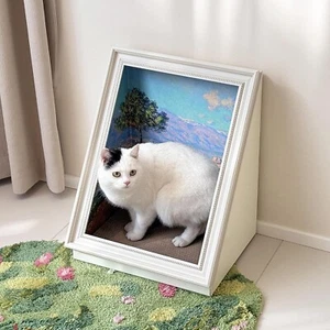 Cardboard Frame Cat House with Scratching Board, Oil Painting 41cm x 32cm x 51cm - Picture 1 of 6