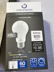 24pk 8A19DIM/840/R 98013 A19-E26-8W-4000K PRO TITANIUM LED LAMP 8W-120V-60Hz - Picture 1 of 10