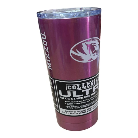 NCAA Mizzou Tigers Pink Sparkle Stainless Steel Insulated Tumbler (20-Ounce) Cover