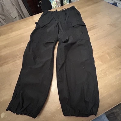 Pantalones cargo GAP para mujer pequeños negros con cordón puños elásticos 100 % algodón Foto 1 de 4