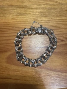 Sterling Silver 925 Charm Chain Link Bracelet 8in 22.5g High Quality - Picture 1 of 7