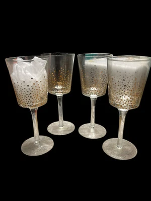 Lote de 4 copas de confeti Fitz & Floyd Gold Luster con tallo elegante vajilla de bar Foto 1 de 3