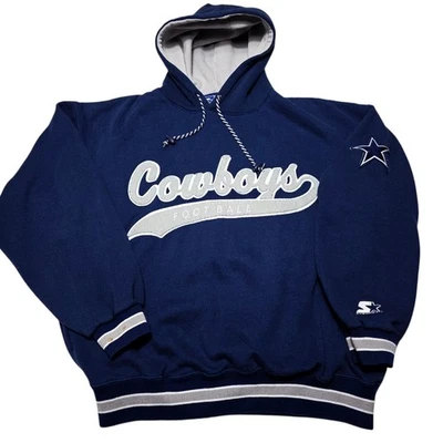Vintage Dallas Cowboys Hoodie Sweatshirt Men's XL Blue Starter Script 90s NFL - Image 1 of 4