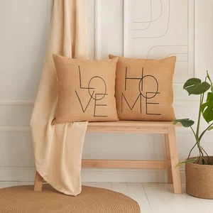 Ocean Home Textile 2er Set Natürlich Jute Kissenbezug 50x50cm, Kissenhülle - Bild 1 von 5