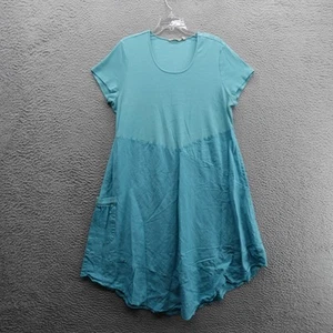 Soft Surroundings Dress Womens 1X Short Sleeve Linen Blend Pocket Flowy Casual - Picture 1 of 12